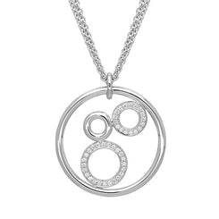 18ct White Gold Diamond Circle Pave Bubble Necklace STC-046