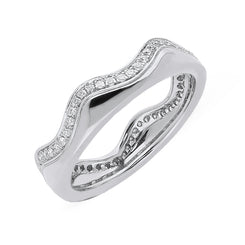 18ct White Gold Diamond Wave Stacking Ring, R1142.