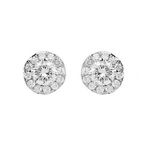 18ct White Gold Brilliant Pave 0.49 Carat Diamond Stud Earrings. E2103.