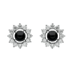 18ct White Gold Whitby Jet 0.65ct Diamond Round Stud Earrings E1993