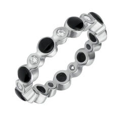 18ct White Gold Whitby Jet Diamond Eternity Ring R811
