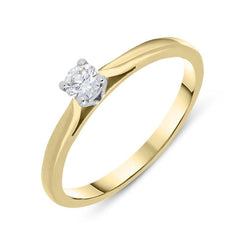 18ct Yellow Gold 0.16ct Diamond Solitaire Ring. FEU-591.