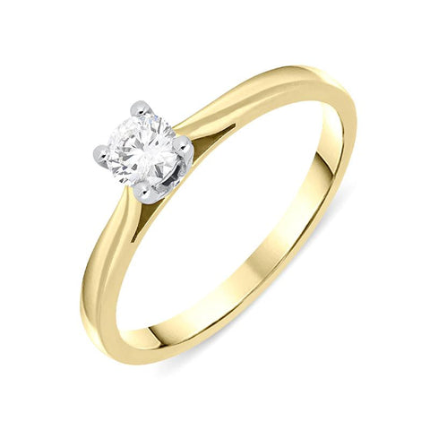 18ct Yellow Gold 0.25ct Diamond Brilliant Cut Solitaire Ring, FEU-745.