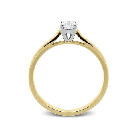 18ct Yellow Gold 0.30ct Diamond Solitaire Ring, FEU-747.