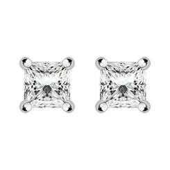18ct Yellow Gold 0.32ct Diamond Solitaire Princess Cut Stud Earrings, FEU-143.
