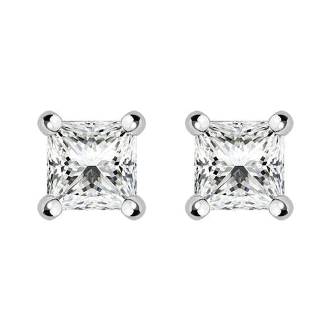 18ct Yellow Gold 0.32ct Diamond Solitaire Princess Cut Stud Earrings, FEU-143.