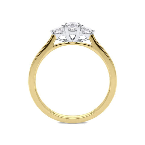 18ct Yellow Gold 0.35ct Diamond Brilliant Cut Trilogy Ring, FEU-499.