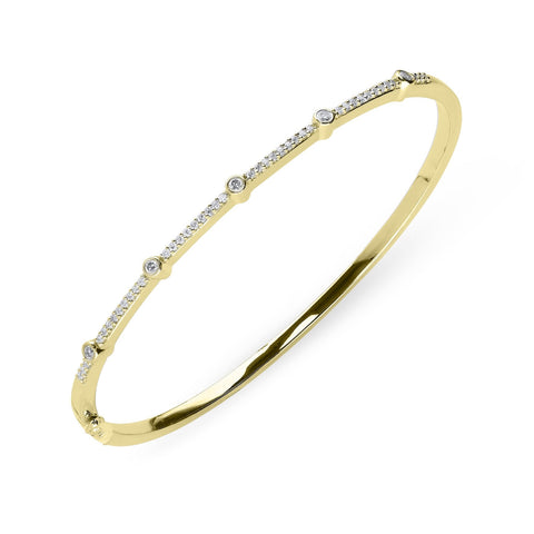 18ct Yellow Gold 0.35ct Diamond Hinged Bangle, G00058.