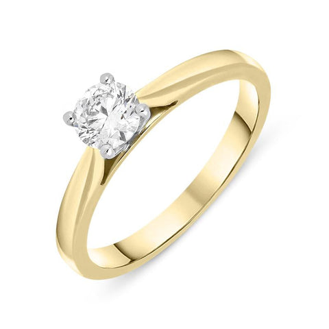 18ct Yellow Gold 0.50ct Diamond Brilliant Cut Solitaire Ring, FEU-1618.