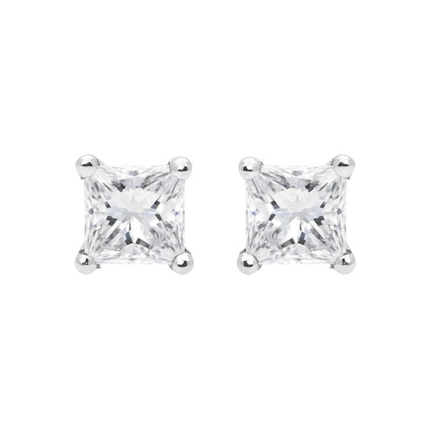18ct Yellow Gold 0.52ct Diamond Princess Cut Solitaire Stud Earrings, FEU-251.