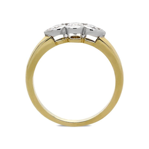 18ct Yellow Gold 0.53ct Diamond Trilogy Ring, FEU-1527.