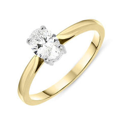 18ct Yellow Gold 0.55ct Diamond Oval Cut Solitaire Ring, FEU-718.
