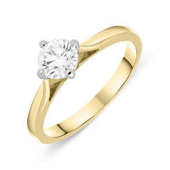 18ct Yellow Gold 0.62ct Diamond Solitaire Ring, FEU-715.