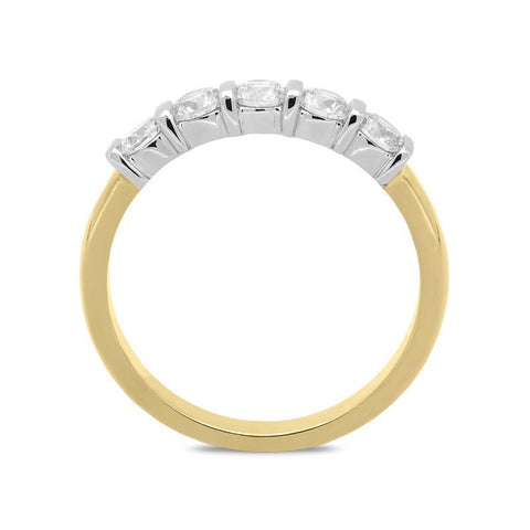 18ct Yellow Gold 0.72ct Diamond Bar Set Half Eternity Ring, FEU-908.