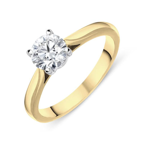 18ct Yellow Gold 0.73ct Diamond Solitaire Ring, FEU-753.