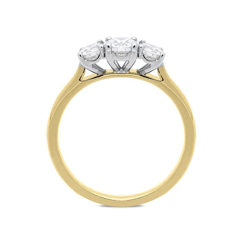 18ct Yellow Gold 0.75ct Diamond Brilliant Cut Trilogy Ring, FEU-1642.