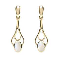 18ct Yellow Gold Opal Spoon Drop Earrings, E138.