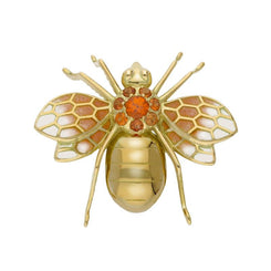18ct Yellow Gold Orange Sapphire Enamel House Style Wasp Brooch M309