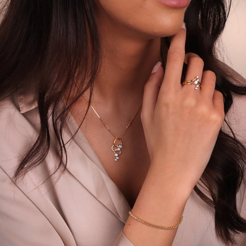 18ct Yellow and White Gold 0.21 5 Stone Diamond Row Bubble Ring