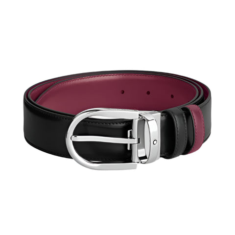 Montblanc Horseshoe Buckle Black/Cassis 35mm Reversible Belt