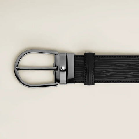 Montblanc Horseshoe Buckle Black 35mm Leather Belt