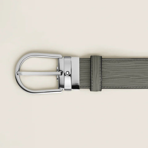 Montblanc Horseshoe Buckle Medium Grey 35mm Leather Belt