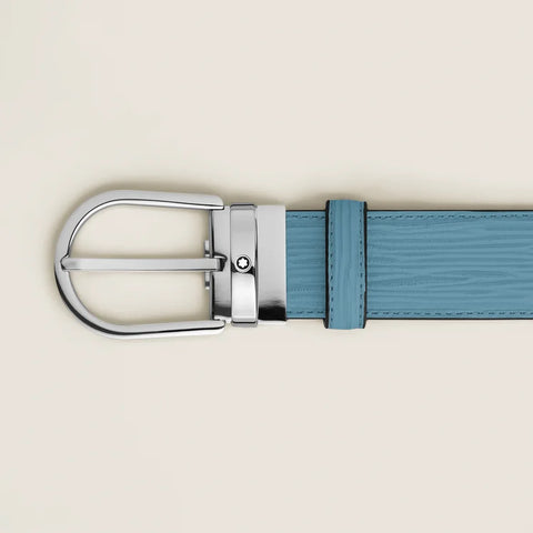 Montblanc Horseshoe Buckle Smoky Blue 35mm Leather Belt