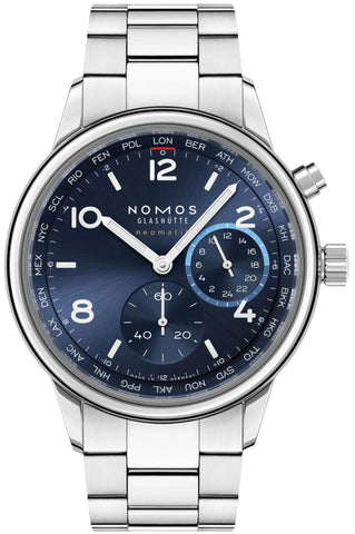 Nomos Glashutte Watch Club Sport Neomatik Worldtimer Blue 790