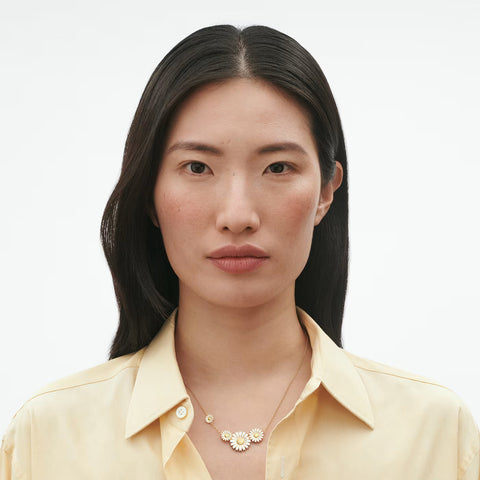 Georg Jensen Daisy 18ct Yellow Gold Plated White Enamel Necklace
