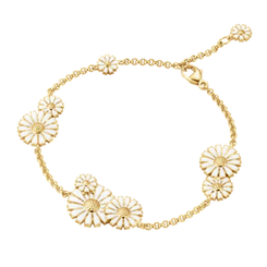Georg Jensen Daisy 18ct Yellow Gold Plated White Enamel Bracelet