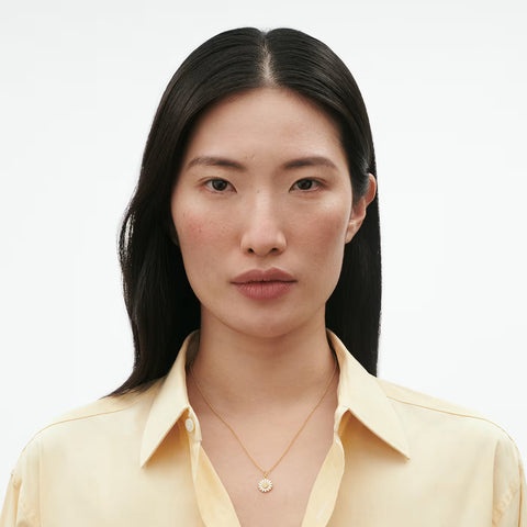 Georg Jensen Daisy 18ct Gold Plated Diamond and White Enamel Necklace