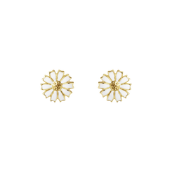 Georg Jensen Daisy 18ct Yellow Gold White Enamel Stud Earrings
