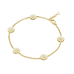 Georg Jensen Daisy 18ct Yellow Gold Plated White Enamel Bracelet