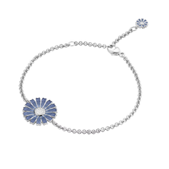 Georg Jensen Daisy Rhodium Plated Sterling Silver Blue Enamel Bracelet