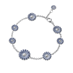 Georg Jensen Daisy Rhodium Plated Blue Enamel Bracelet