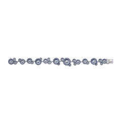 Georg Jensen Daisy Rhodium Plated Sterling Silver Blue Enamel Bracelet