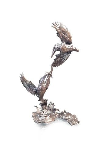 Art In Bronze Miniature Kingfisher Pair Figurine