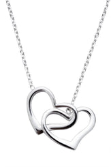Sterling Silver Double Open Heart Necklace, N909.