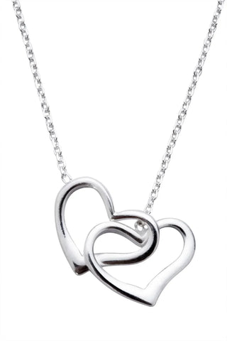 Sterling Silver Double Open Heart Necklace, N909.