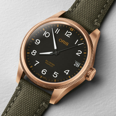 Oris Big Crown ProPilot Big Date Bronze Watch with black dial, textile strap