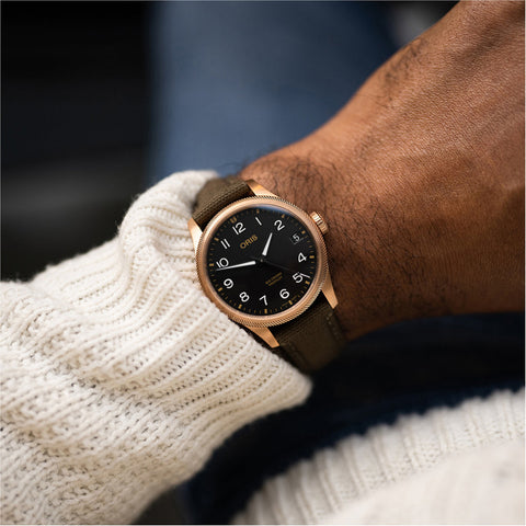 Oris Big Crown ProPilot Big Date Bronze Watch with black dial, textile strap