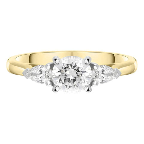 30186396 18ct Yellow Gold 0.89ct Diamond Trilogy Pear Cut Ring, FEU-2312