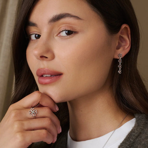 Clogau Tree of Life Sterling Silver Heart Drop-Stud Earrings