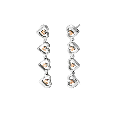 Clogau Tree of Life Sterling Silver Heart Drop-Stud Earrings