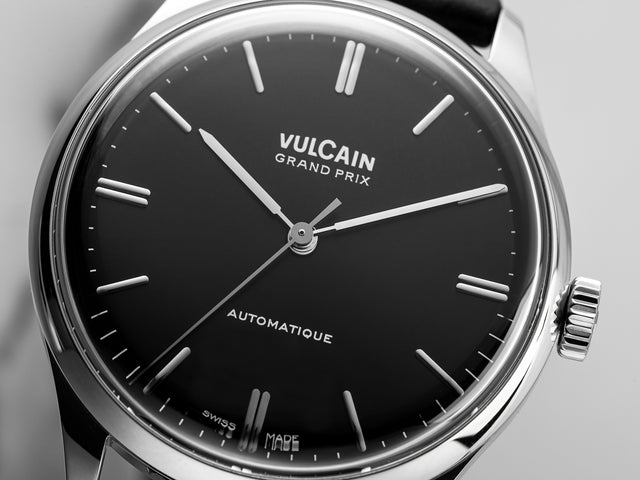 Vulcain Grand Prix Black Calf Leather Watch