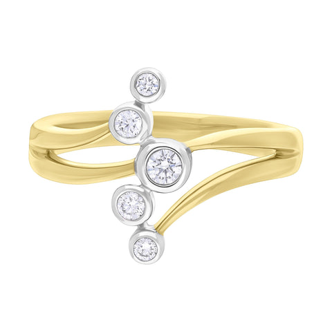 18ct Yellow and White Gold 0.21 5 Stone Diamond Row Bubble Ring