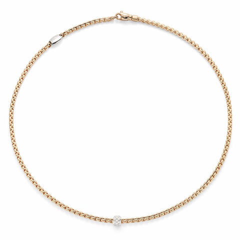 Fope Eka Tiny 18ct Rose Gold 0.19ct Diamond Necklace, 730C/PAVE.