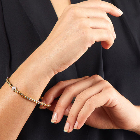 Fope Eka Tiny 18ct Rose Gold 0.19ct Diamond Bracelet, 733B/PAVE.