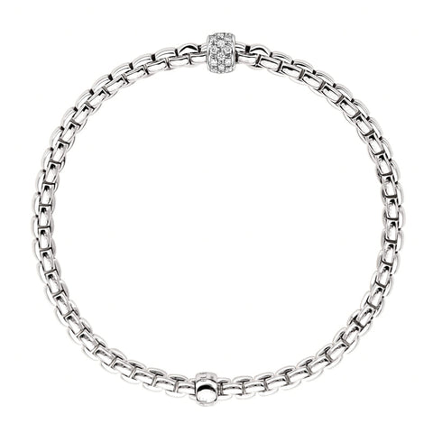 Fope Eka Tiny 18ct White Gold 0.19ct Diamond Bracelet, 733B/PAVE.