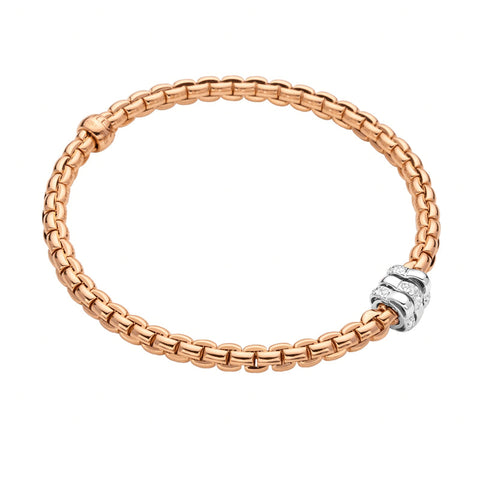 Fope Eka Tiny 18ct Rose Gold 0.16ct Diamond Bracelet 739B/BBR
